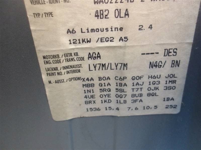 Moteur AGA pour Audi A4 2.4 Petrol